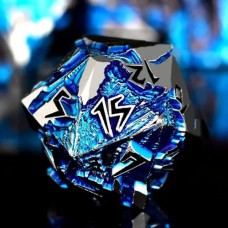 Dobbelst.Set Metaal Draak Silver/Blauw Tin Doosje Dobbelst.Set Metaal Draak Silver/Blauw Tin Doosje