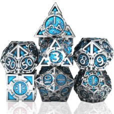 Dobbelst.Set Metaal Silver/Blauw pijlen Dobbelst.Set Metaal Silver/Blauw pijlen
