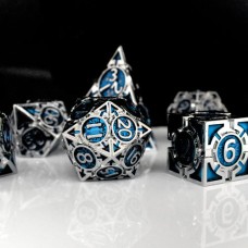 Dobbelst.Set Metaal Silver/Blauw pijlen Dobbelst.Set Metaal Silver/Blauw pijlen