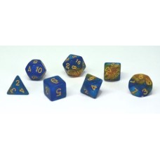 Dobbelstenen Stardust Goud/Blauw 7set