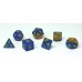 Dobbelstenen Stardust Goud/Blauw 7set