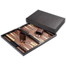Backgammonkist van hout in kroko-look