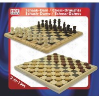 Schaak-Dam-Set hout bedrukt 29x29 cm. Schaak-Dam-Set hout bedrukt 29x29 cm.