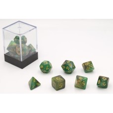 Dobbelstenen Stardust Groen/Amber 7set