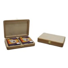 Wooden case nat.with 2 decks playingcards