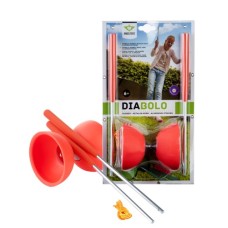 Diabolo Oranje Rubber Aluminium stokken, blister